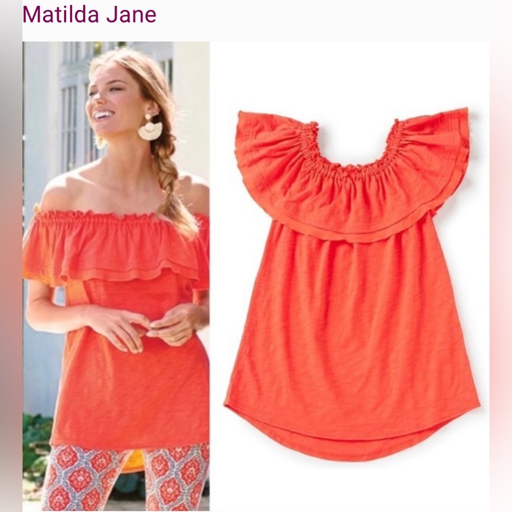 Matilda Jane ruffle sleeve orange top size large